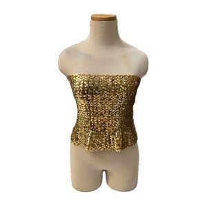 Gold Sequin Strapless Tube Top